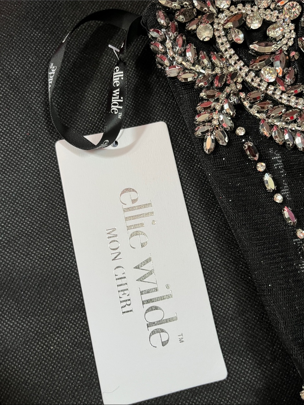 Black Beaded Evening Gown with Silver Embellishment - Picture 16 of 17